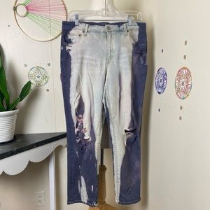 Offer. Time and Tru bleached distressed mid rise stretch jeans blue pink size 12